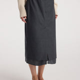 ROHE - Boxer detailed skirt | dark grey melange