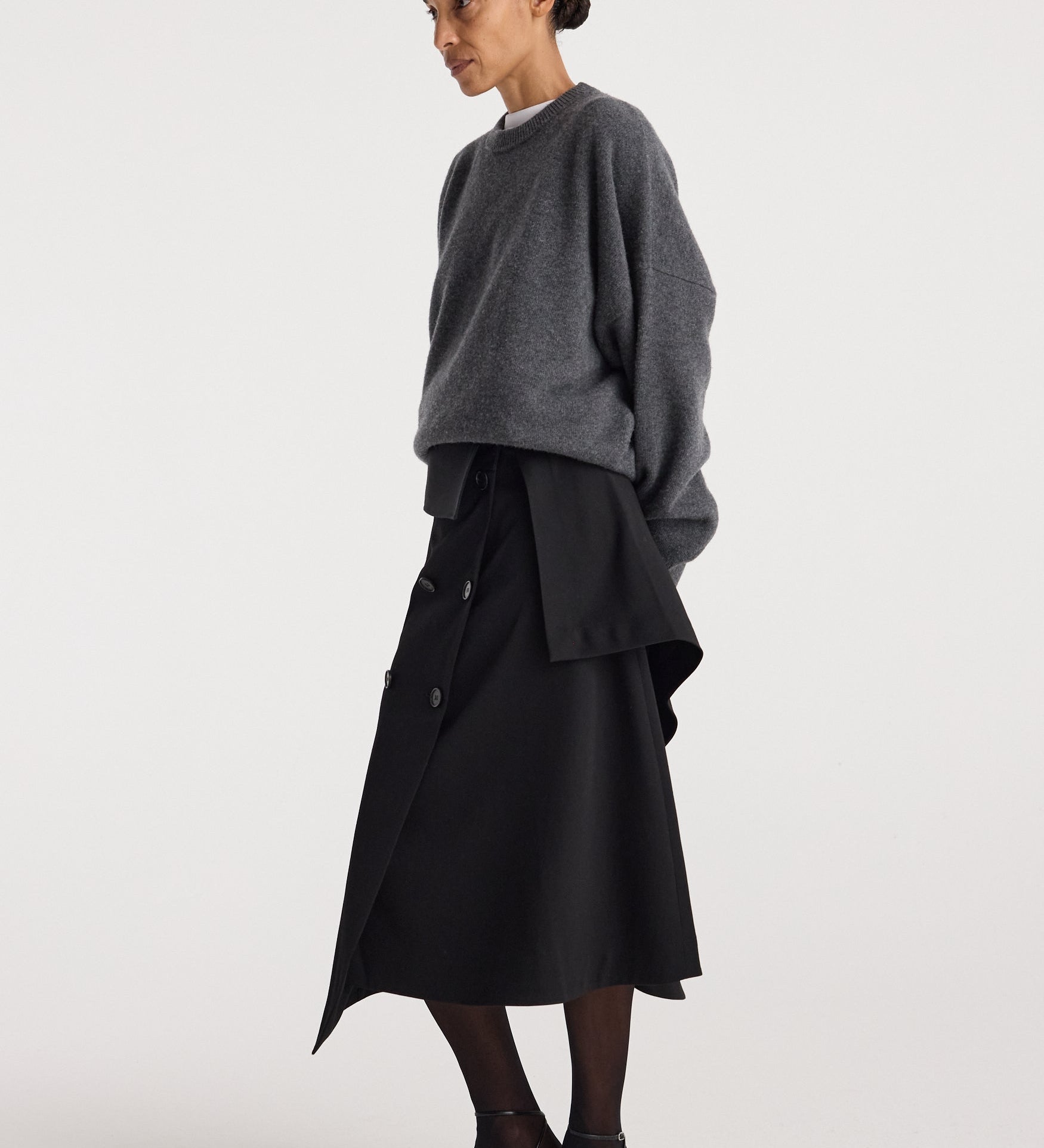 ROHE - Deconstructed trench skirt | black