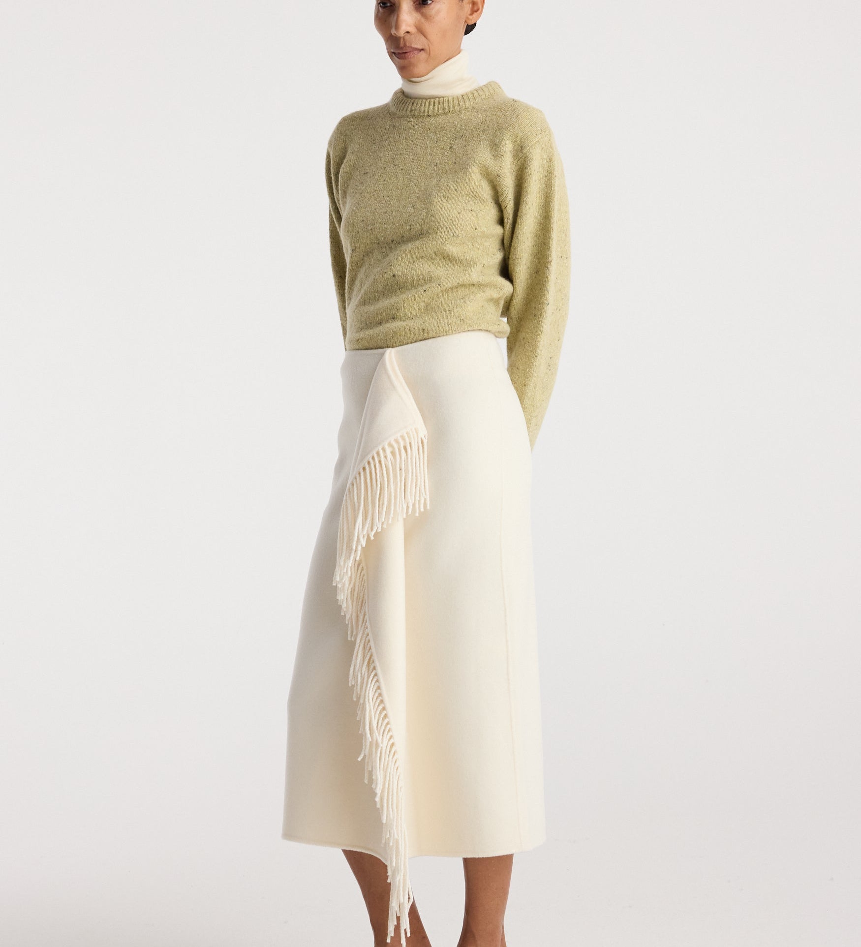 ROHE - Double - faced fringe skirt | off white