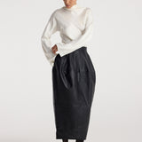 ROHE - Sculptural leather skirt | black