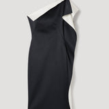 ROHE - Sculptural double - satin off - shoulder dress | black/white