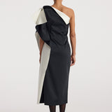 ROHE - Sculptural double - satin off - shoulder dress | black/white