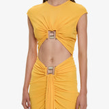 Christopher Esber - Bezel Quartz Disconnect Short Sleeve Mini Dress