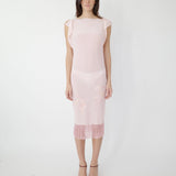 Conner Ives - Embroidered Silk Shift Midi Dress - Pink