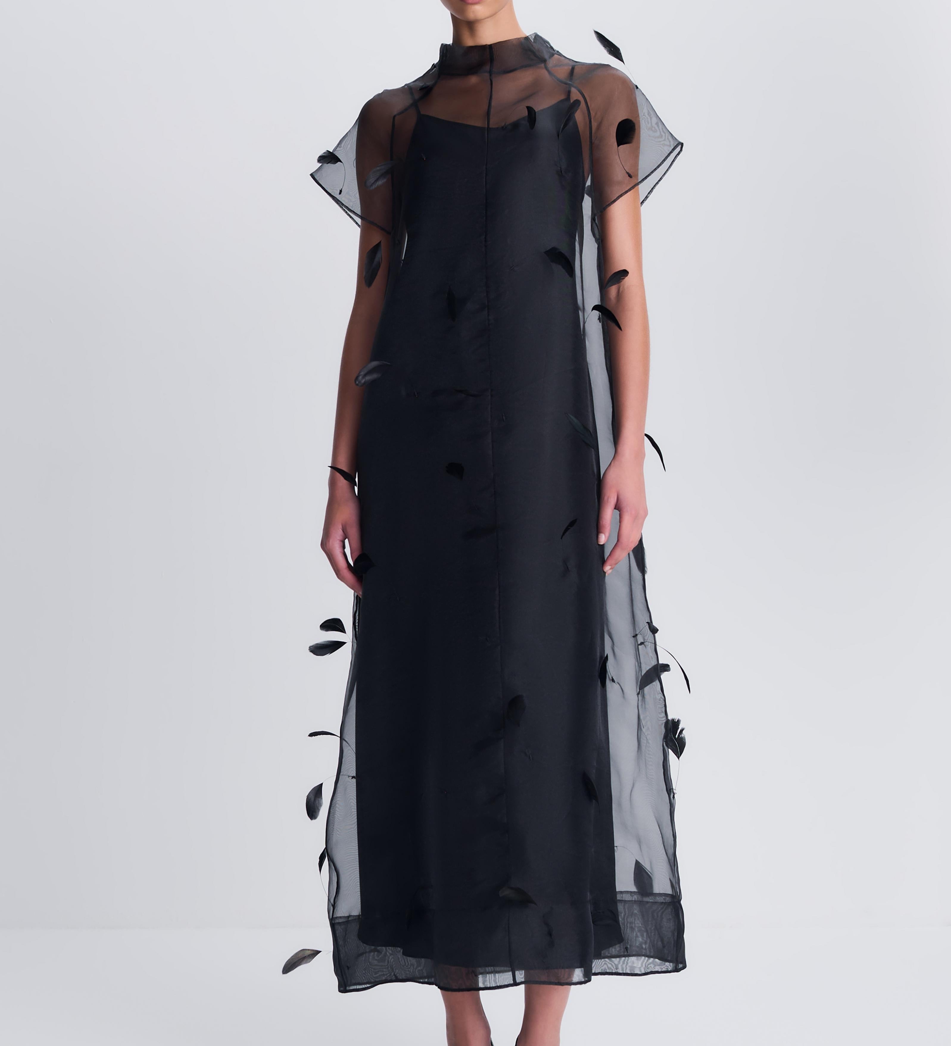 Simkhai - Pauline Organza Feather Midi Dress