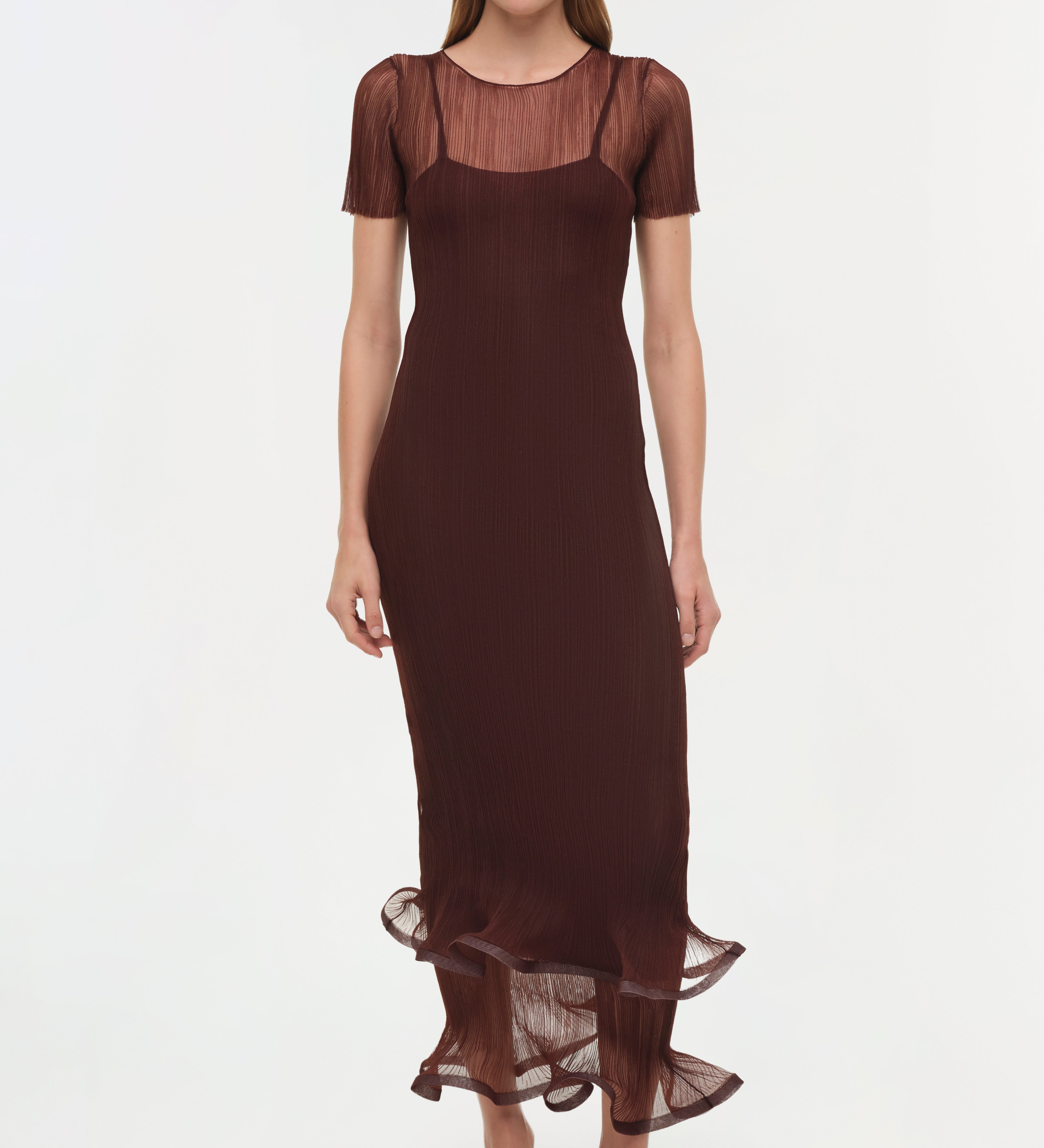 Simkhai - Selena Sheer Plisse Midi Dress