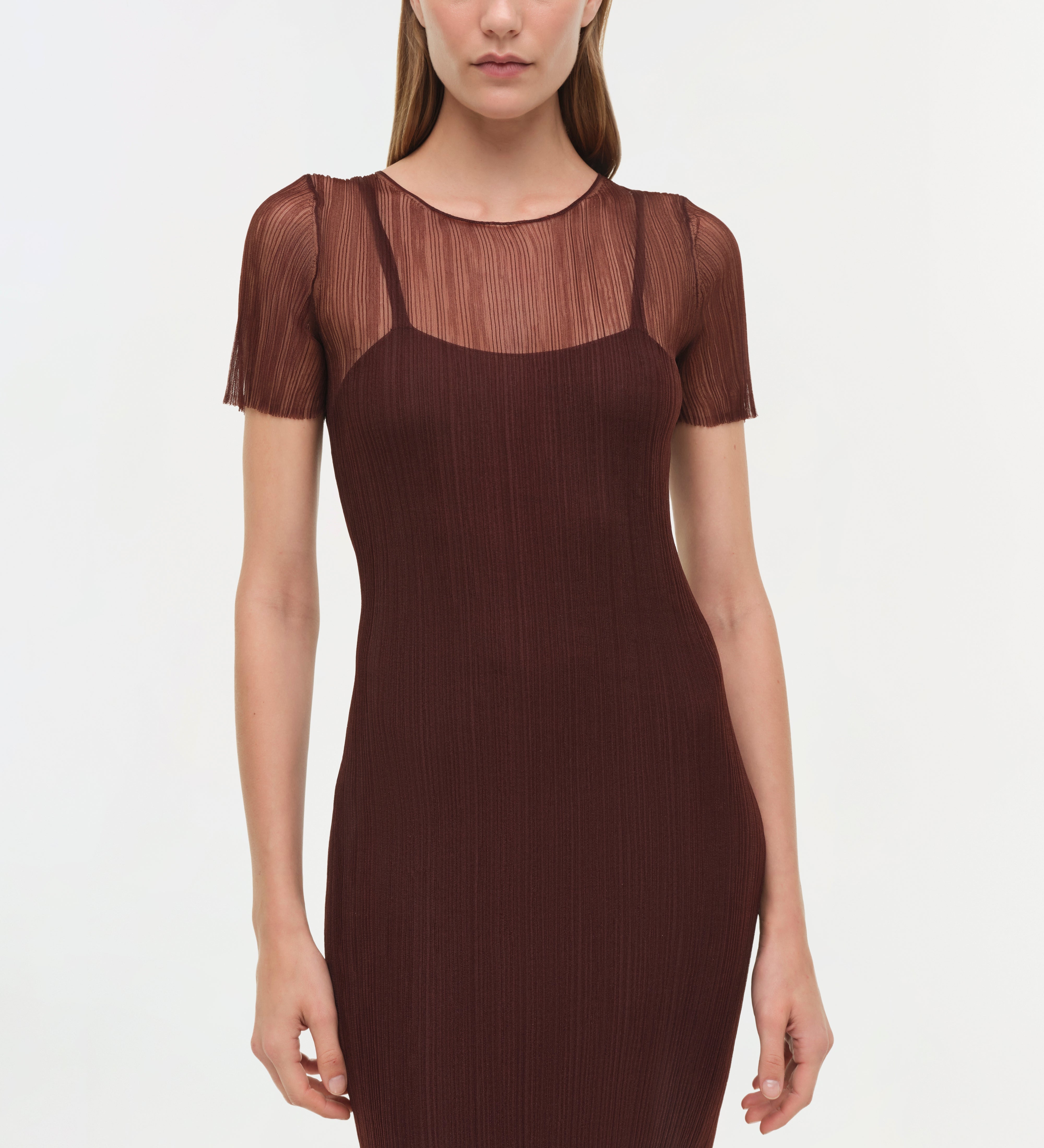 Simkhai - Selena Sheer Plisse Midi Dress