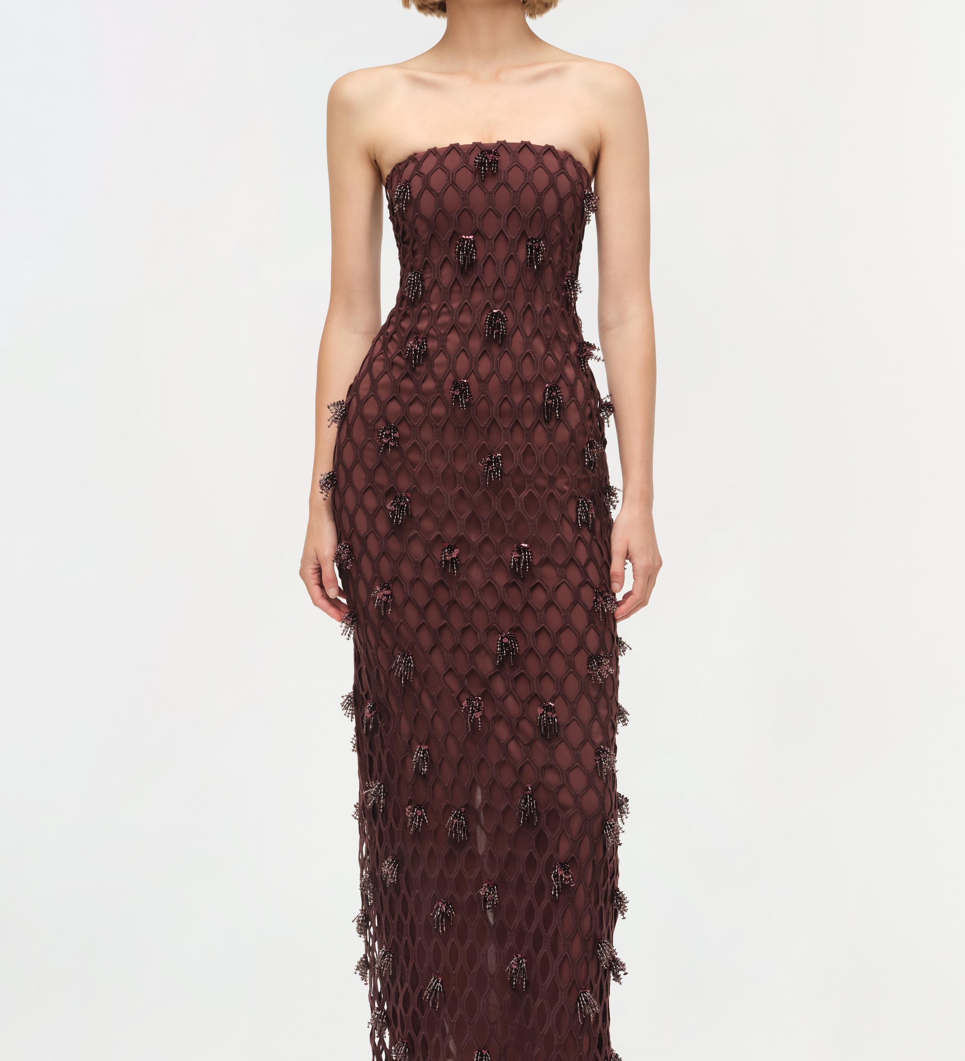 Simkhai - Iridessa Embellished Lattice Bustier Gown