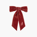 Jennifer Behr - Initial Wide Velvet Bow Barrette -- Antique Rose