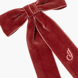 Jennifer Behr - Initial Wide Velvet Bow Barrette -- Antique Rose