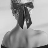 Jennifer Behr - Initial Wide Velvet Bow Barrette -- Antique Rose