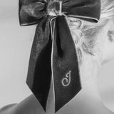 Jennifer Behr - Initial Wide Velvet Bow Barrette -- Antique Rose