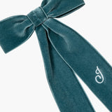 Jennifer Behr - Initial Wide Velvet Bow Barrette -- Azul