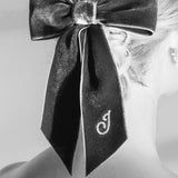 Jennifer Behr - Initial Wide Velvet Bow Barrette -- Azul