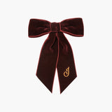 Jennifer Behr - Initial Wide Velvet Bow Barrette -- Pinot