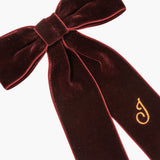 Jennifer Behr - Initial Wide Velvet Bow Barrette -- Pinot