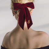 Jennifer Behr - Initial Wide Velvet Bow Barrette -- Pinot