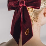 Jennifer Behr - Initial Wide Velvet Bow Barrette -- Pinot