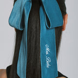 Jennifer Behr - Monogram Adley Velvet Bow Barrette -- Azul