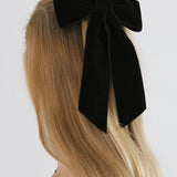 Jennifer Behr - Wide Velvet Bow Barrette -- Black