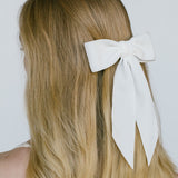 Jennifer Behr - Wide Velvet Bow Barrette -- Cream