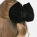 Jennifer Behr - Velvet Ruffle Jaw Clip -- Black