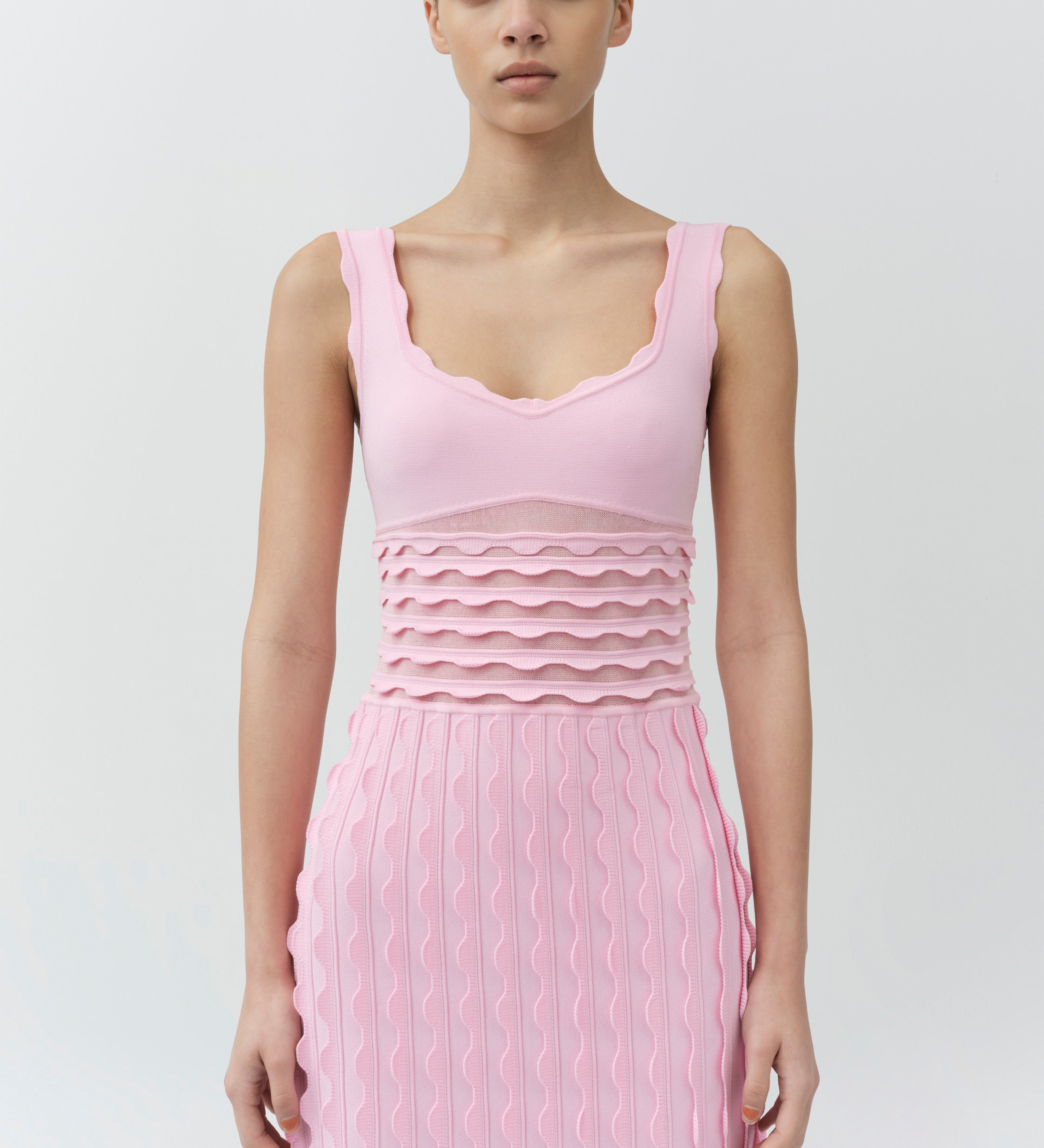 Simkhai - Brionne Scalloped Knit Midi Dress