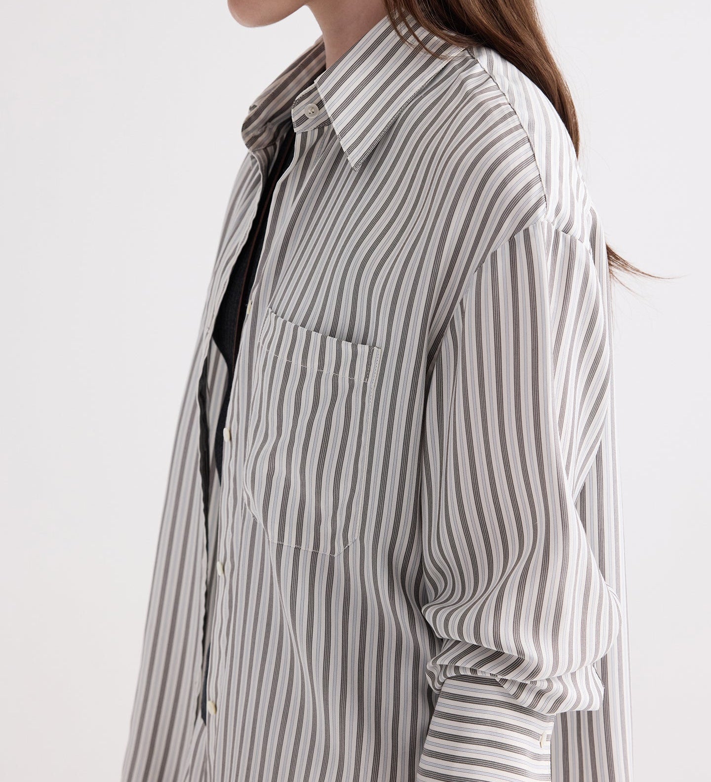 TWP - Big Joe Shirt in Evening Stripe on Silk