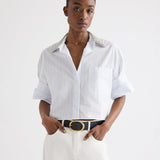 TWP - Next Ex Shirt with Crystal Collar in Cotton Stripes