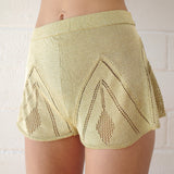 Conner Ives - The Knit Pointelle Godet Shorts - Gold