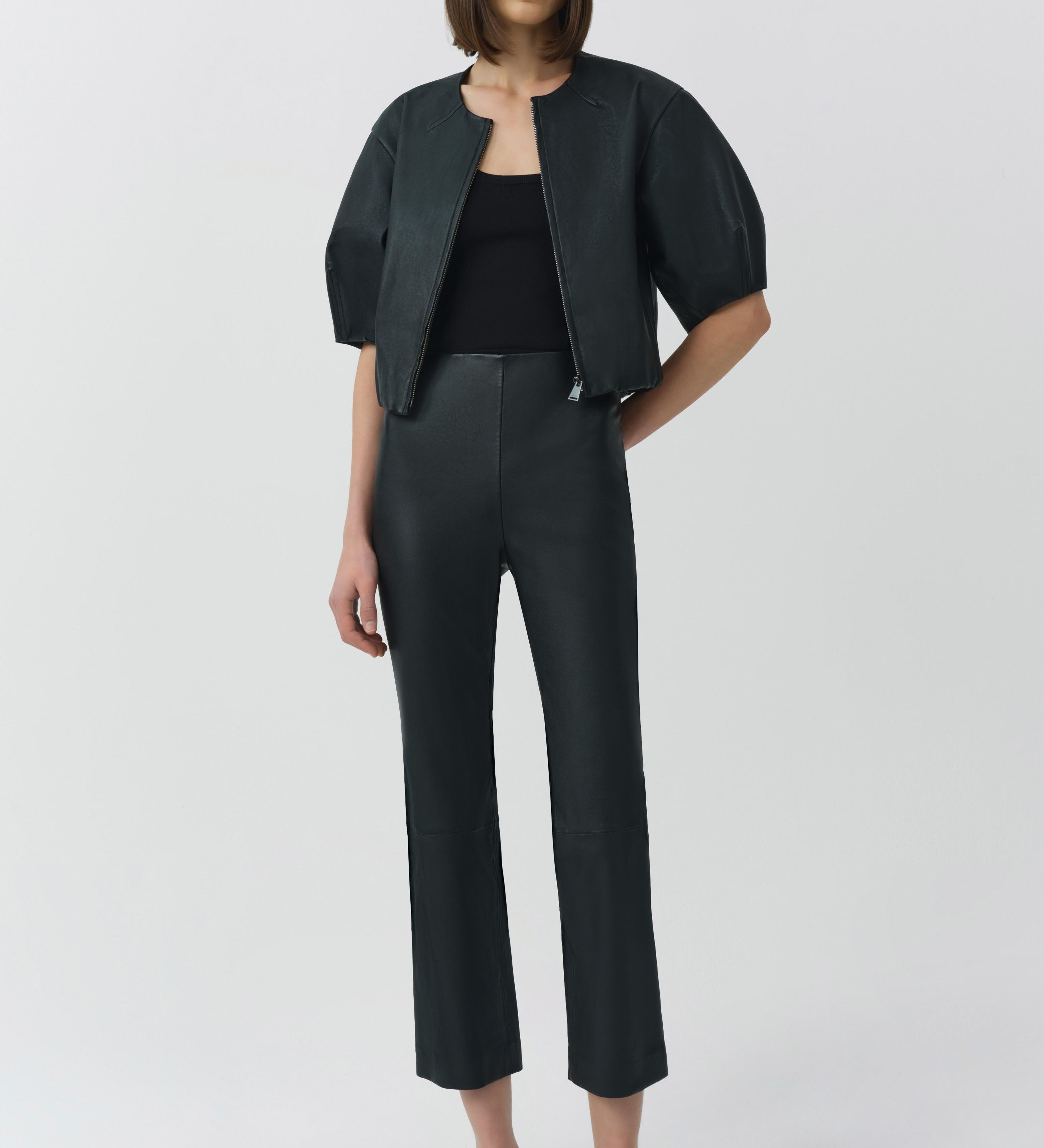 Simkhai - Austyn Short Sleeve Leather Jacket