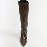 Simkhai - Janine Croc - Embossed Leather Knee High Boot