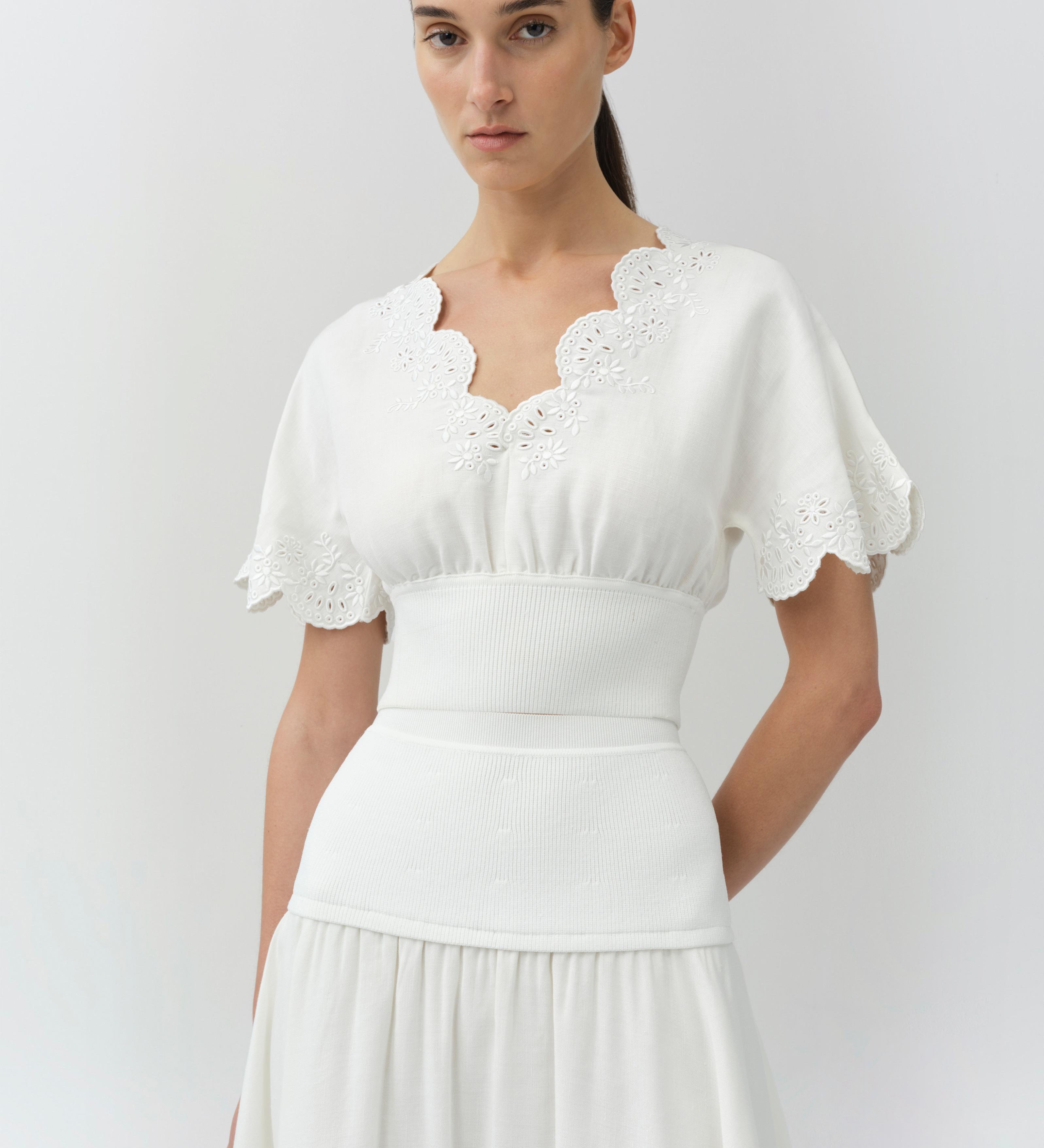 Simkhai - Delphina Embroidered Linen Knit Top
