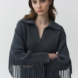 Simkhai - Natalia Collared Fringe Sweater