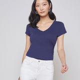L'AGENCE - Becca Cotton V - Neck Tee
