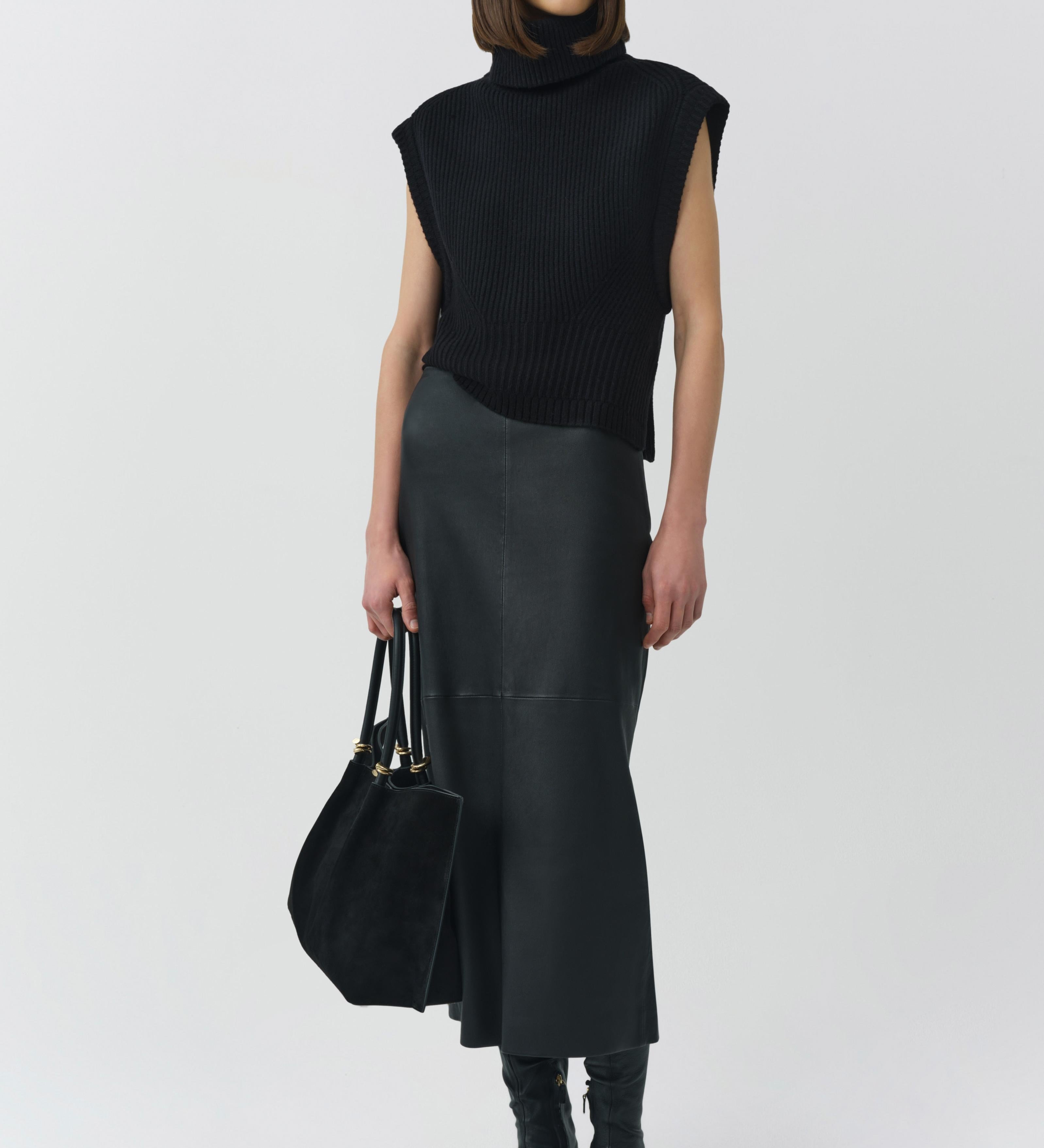 Simkhai - Raven Leather Pencil Skirt