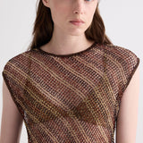 TWP - Beaded Net Tank in Bugle and Bead Net Fringe