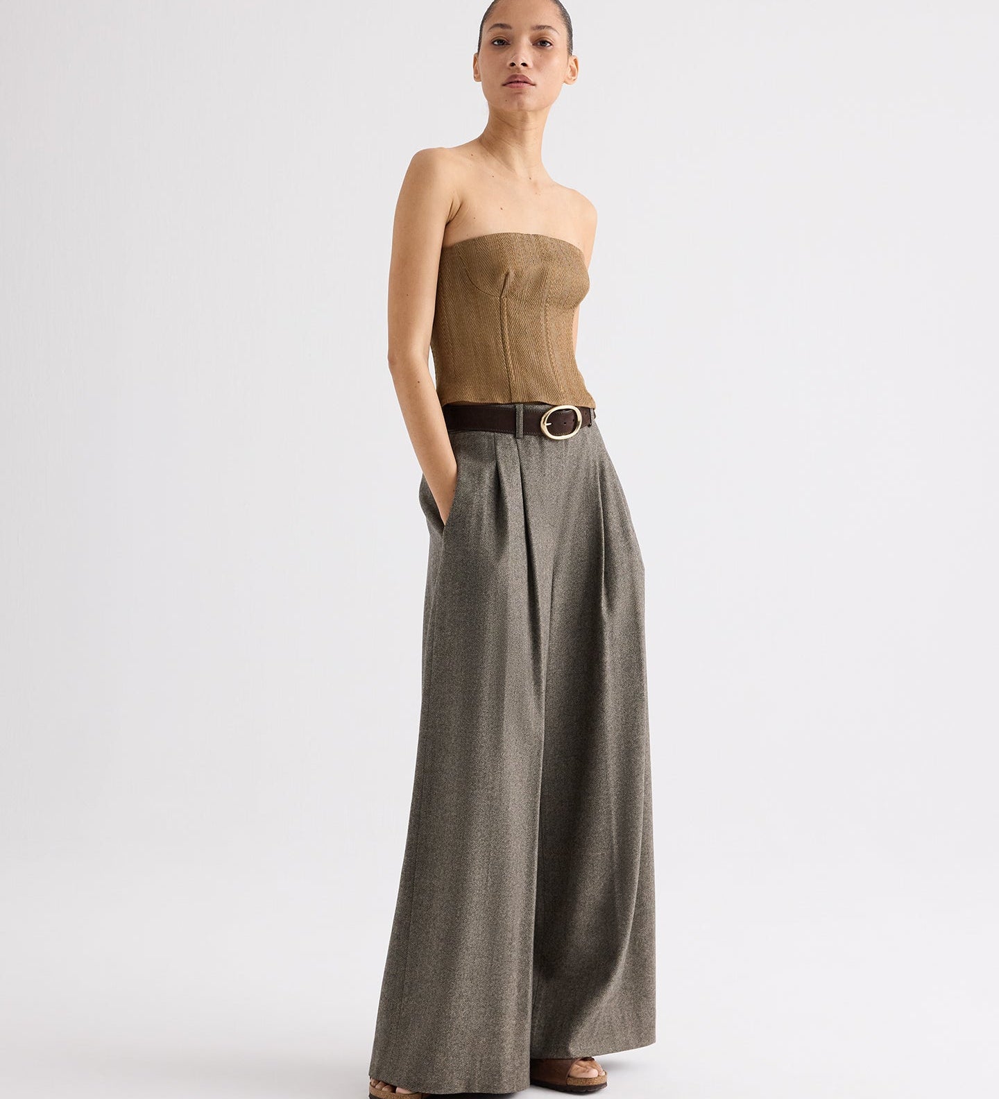 TWP - Jillian Bustier in Novel Herringbone Linen