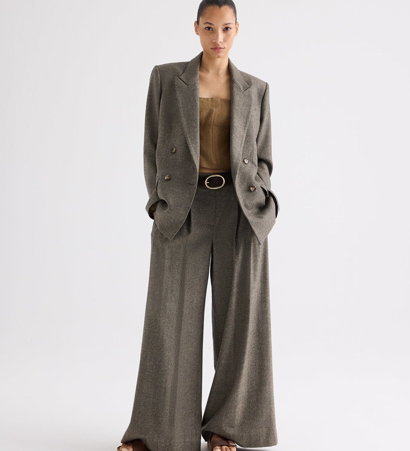 TWP - Jillian Bustier in Novel Herringbone Linen