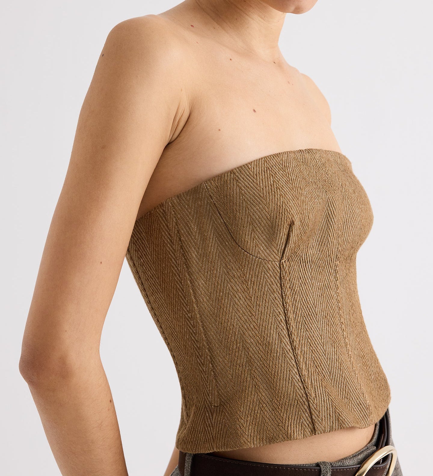 TWP - Jillian Bustier in Novel Herringbone Linen