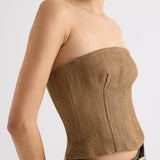 TWP - Jillian Bustier in Novel Herringbone Linen