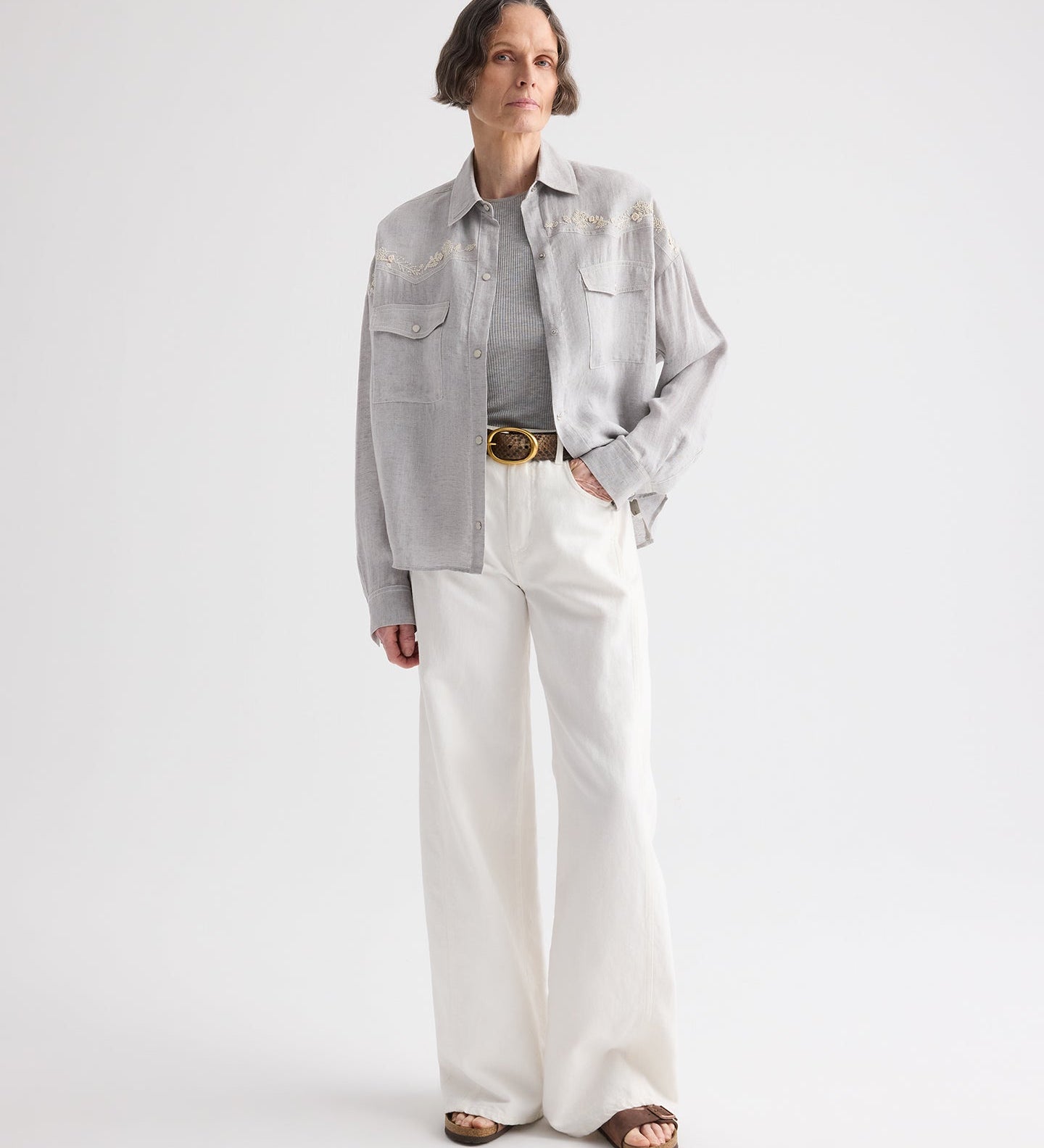 TWP - Carter Shirt With French Knots in Delave Linen