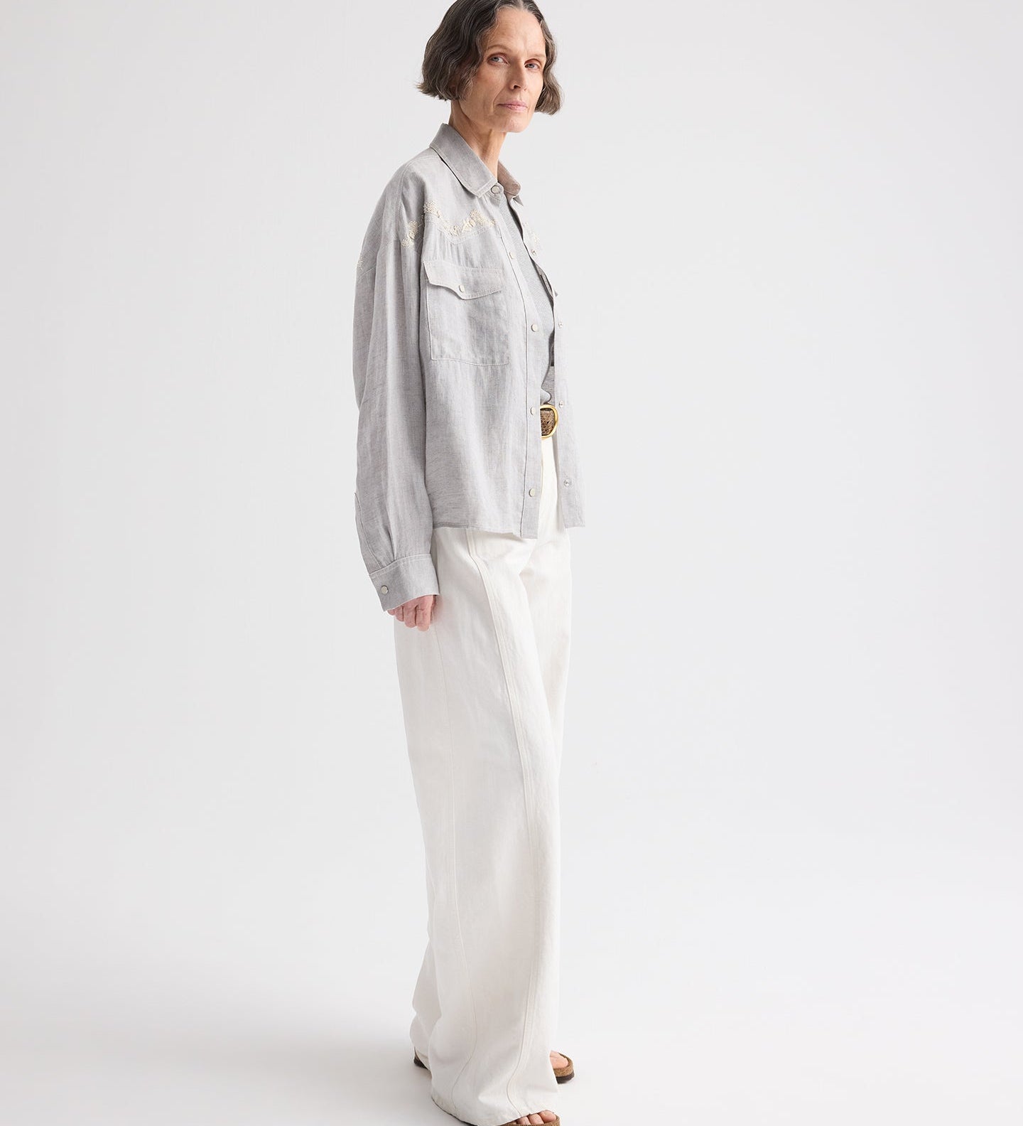 TWP - Carter Shirt With French Knots in Delave Linen
