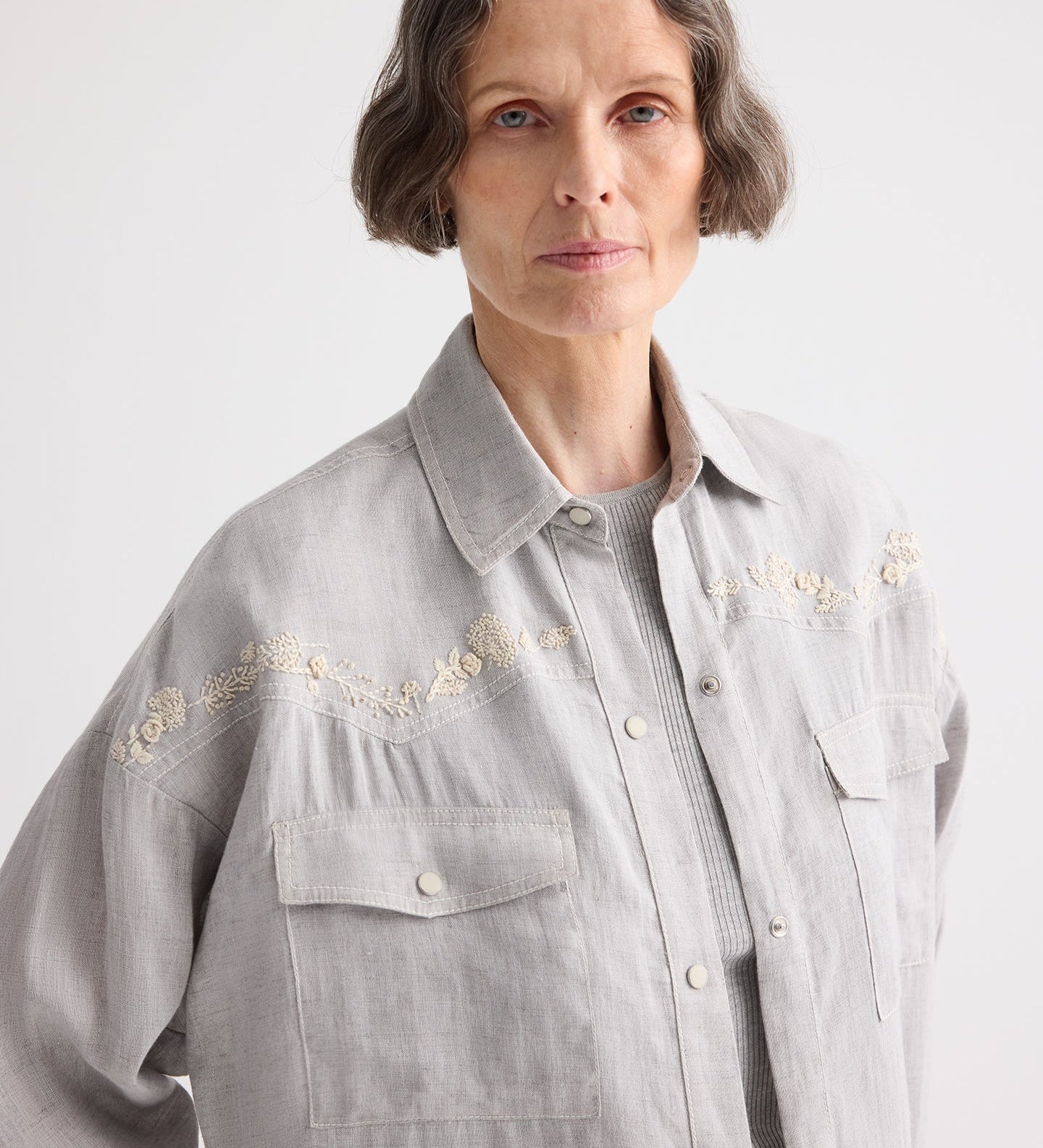 TWP - Carter Shirt With French Knots in Delave Linen