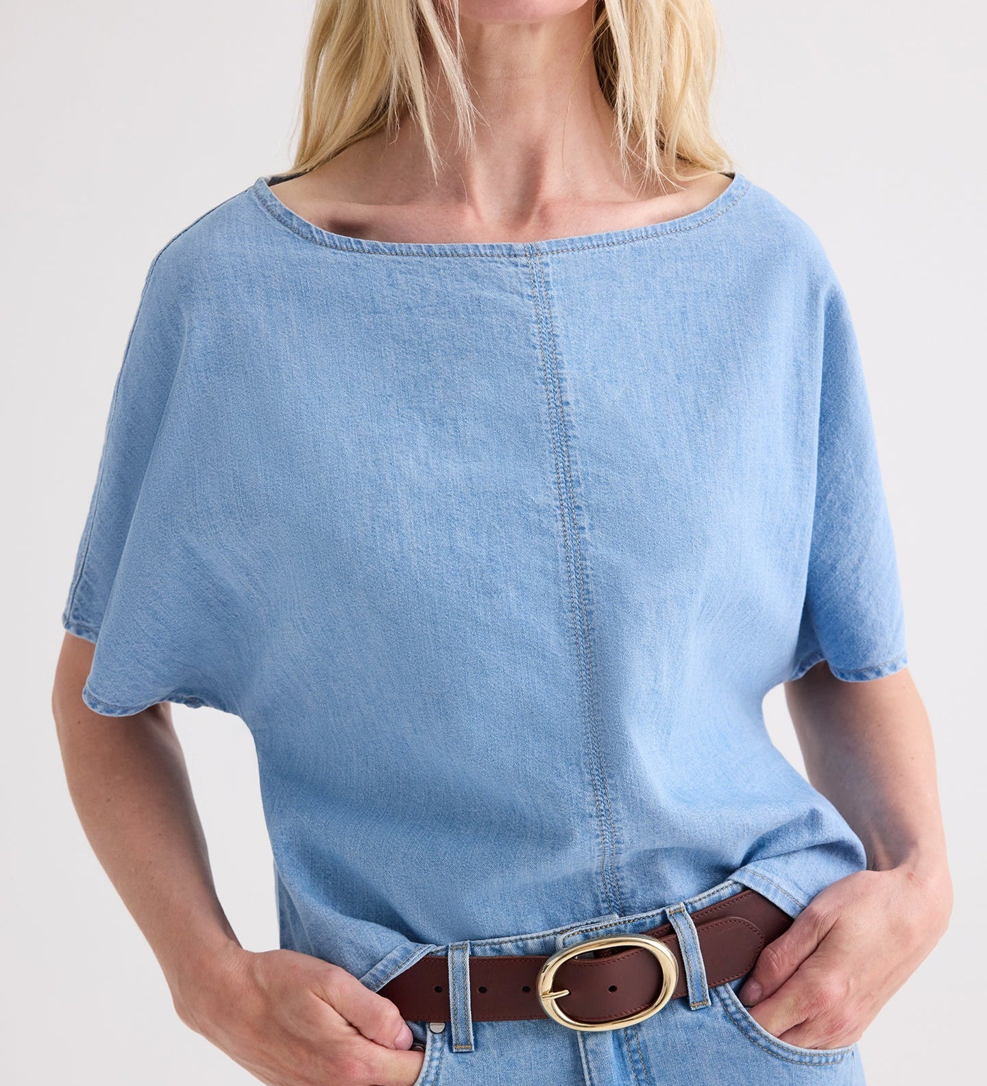 TWP - Simple T in Denim Shirting