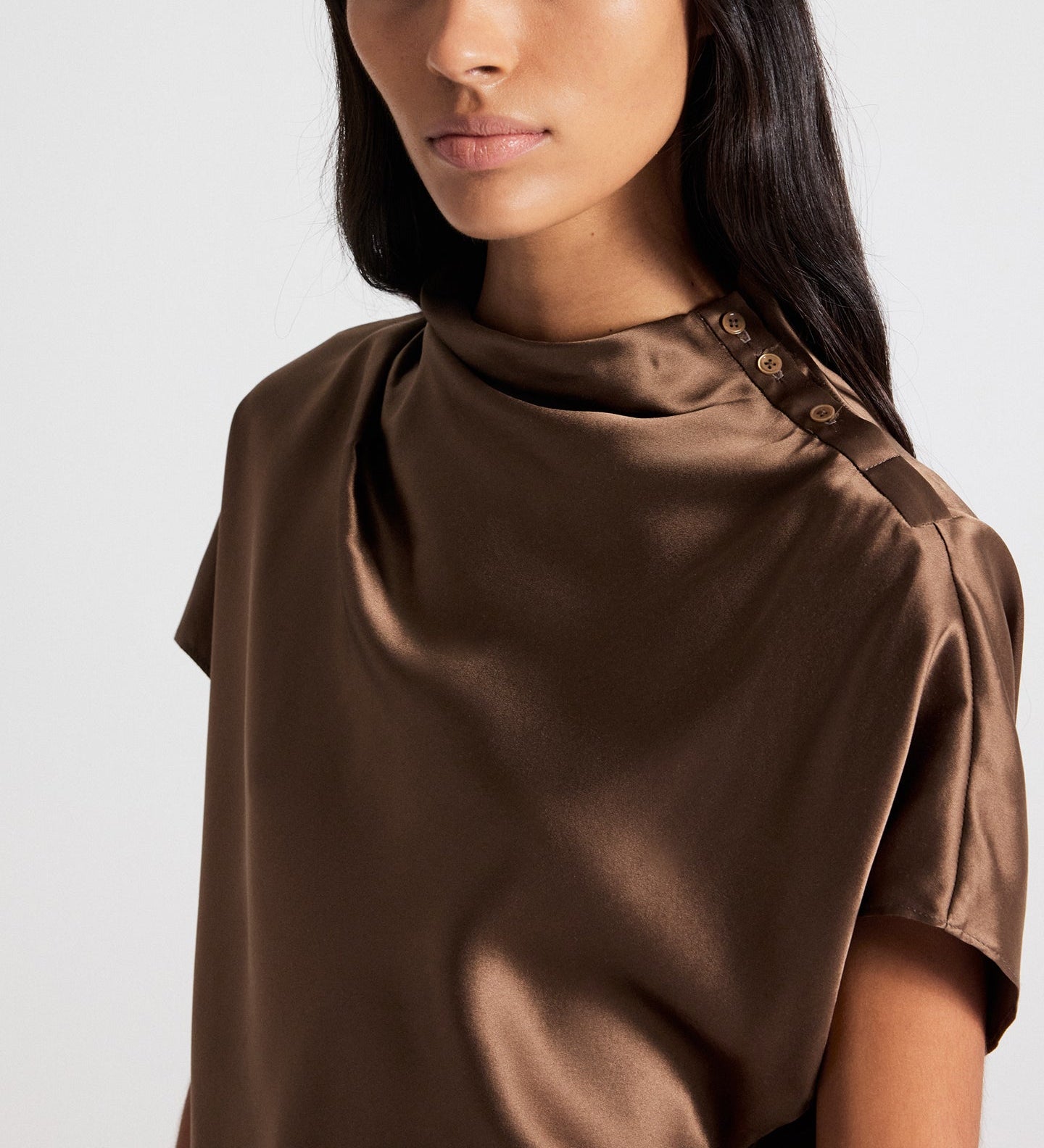 TWP - Mock Neck Tee in Washed Silk Charmeuse