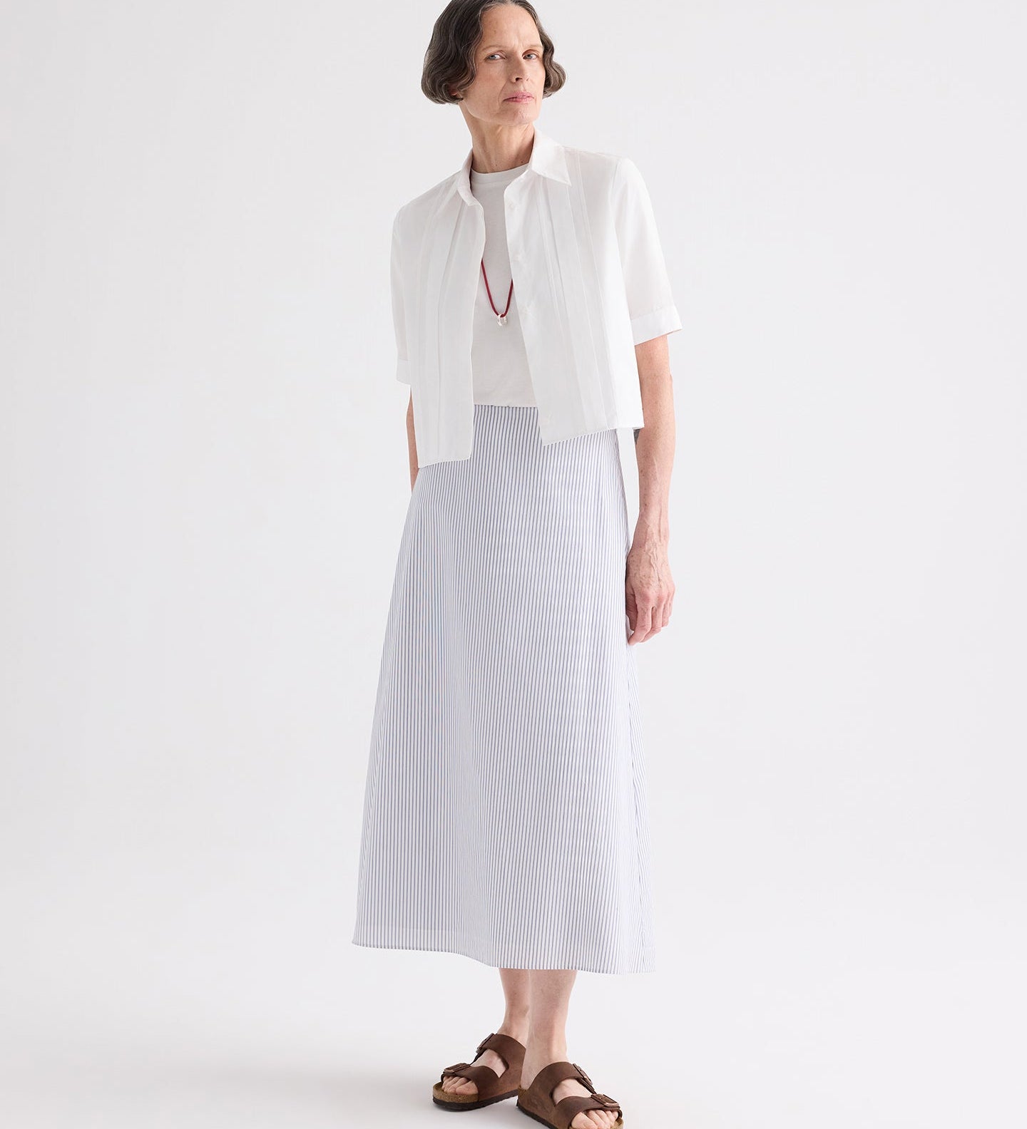 TWP - Short Lived Shirt with Pleated Placket in Super Compact Poplin