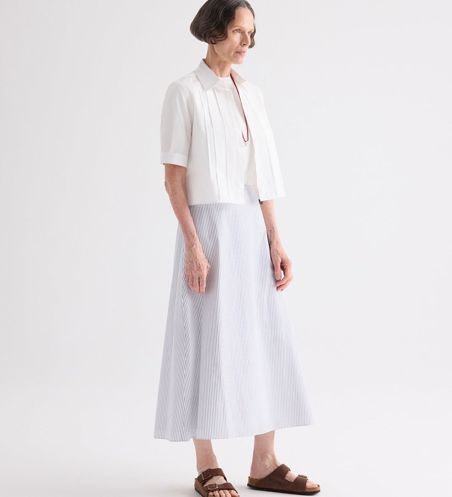 TWP - Short Lived Shirt with Pleated Placket in Super Compact Poplin