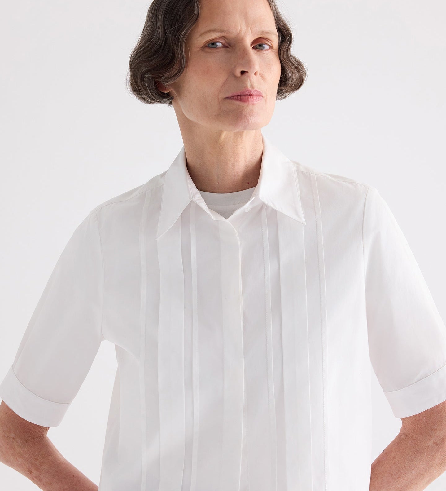 TWP - Short Lived Shirt with Pleated Placket in Super Compact Poplin