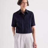 TWP - Short Lived Shirt with Pleated Placket in Super Compact Poplin
